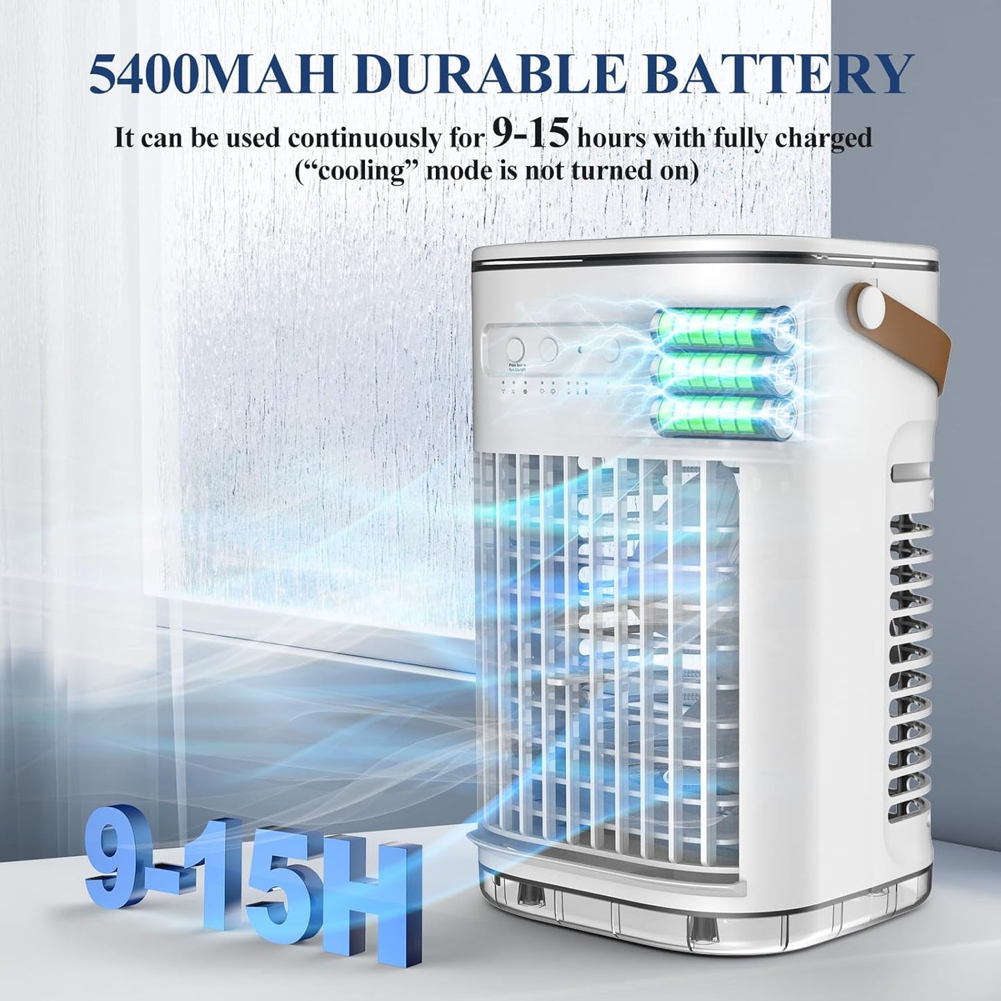 Mini Air Conditioner, Portable Air Conditioners w/Remote, 1.2L Water Tank & 2 Ice Boxes, Auto-off Timer, 5400mAh Built-in Battery, Evaporative Air Cooler With 3Speeds, Desktop Fan For HomeOutdoors