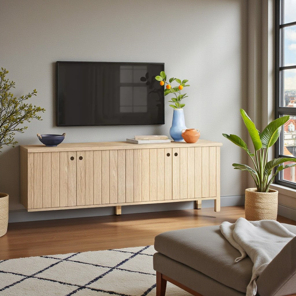 Livingstone Planked TV Stand for TVs up to 69" Natural - Threshold - Yalz Store