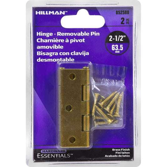 Light-Duty Narrow Hinge with Removable Pin – Brass Plated - Yalz Store