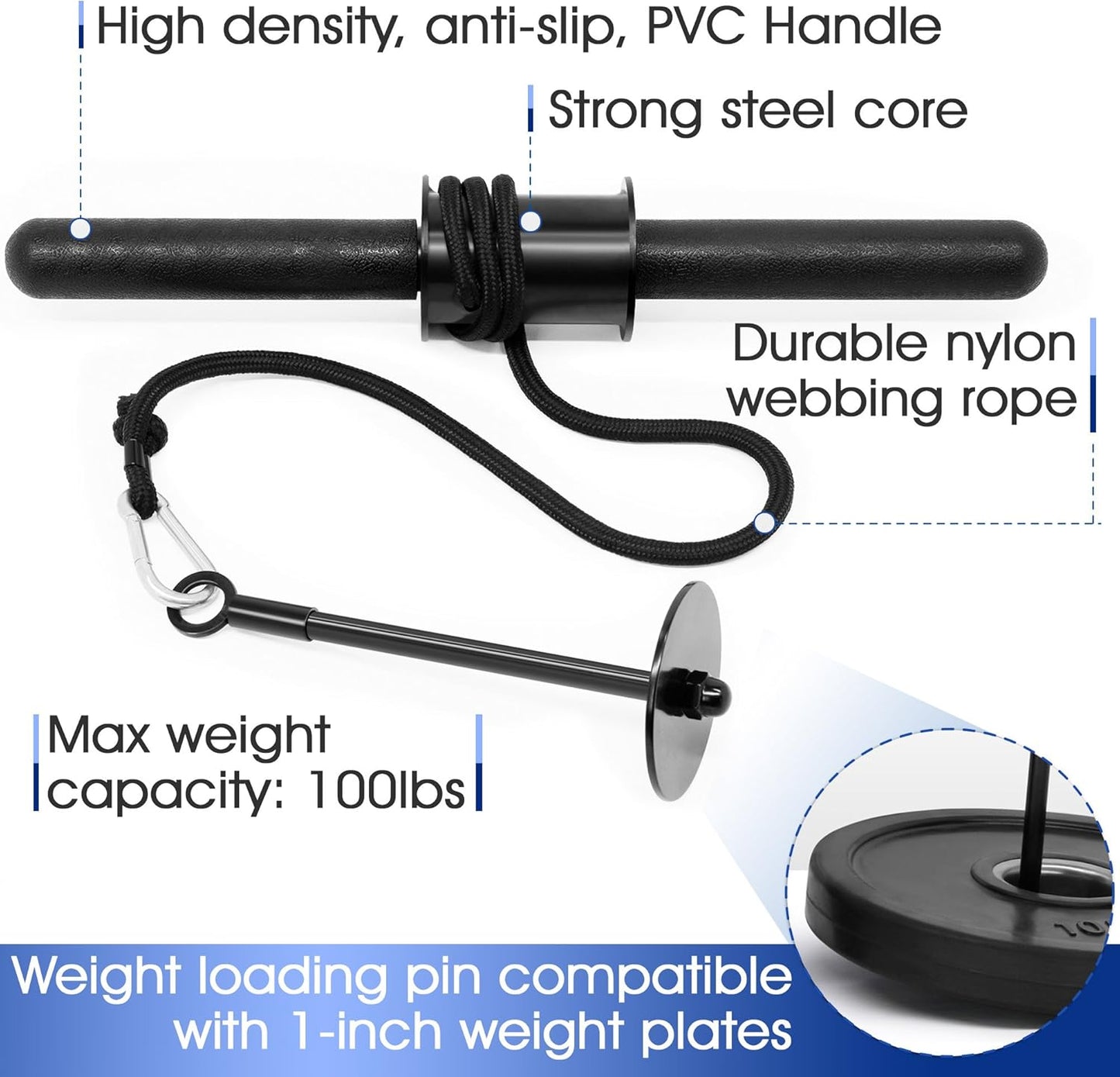 Yes4All Wrist and For12earm Blaster, Wrist & Forearm Roller with Soft Foam Grip Handles for Training, Workout - Fit 1-inch Standard & 2-inch Olympic Weight Plates (Black)