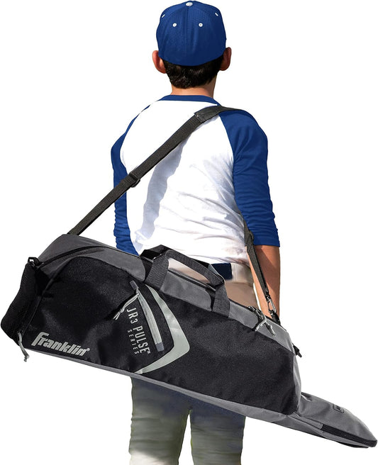 Franklin Sports Youth Baseball Bag - JR3 Junior Kids Bat Bag for Teeball, Baseball + Softball - Boys + Girls Equipment - Black/Gray