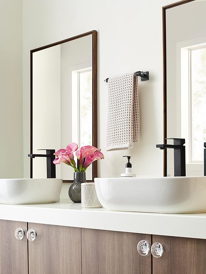 Amerock BH36065CMB | Clear/Matte Black Towel Bar | 8 in. (203 mm) Towel Rack | Glacio | Bathroom Towel Holder | Bathroom Hardware | Bath Accessories