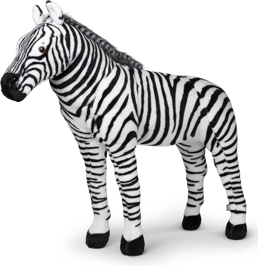 Giant Striped Zebra Plush – Realistic, Nearly 3 Feet Tall