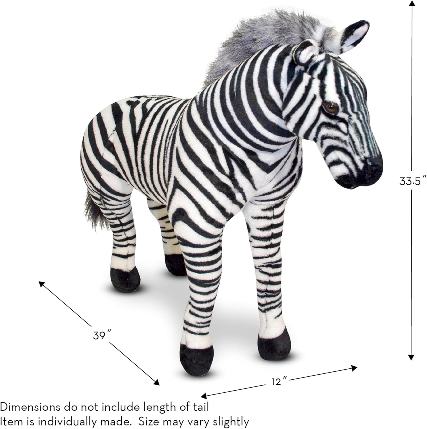 Giant Striped Zebra Plush – Realistic, Nearly 3 Feet Tall