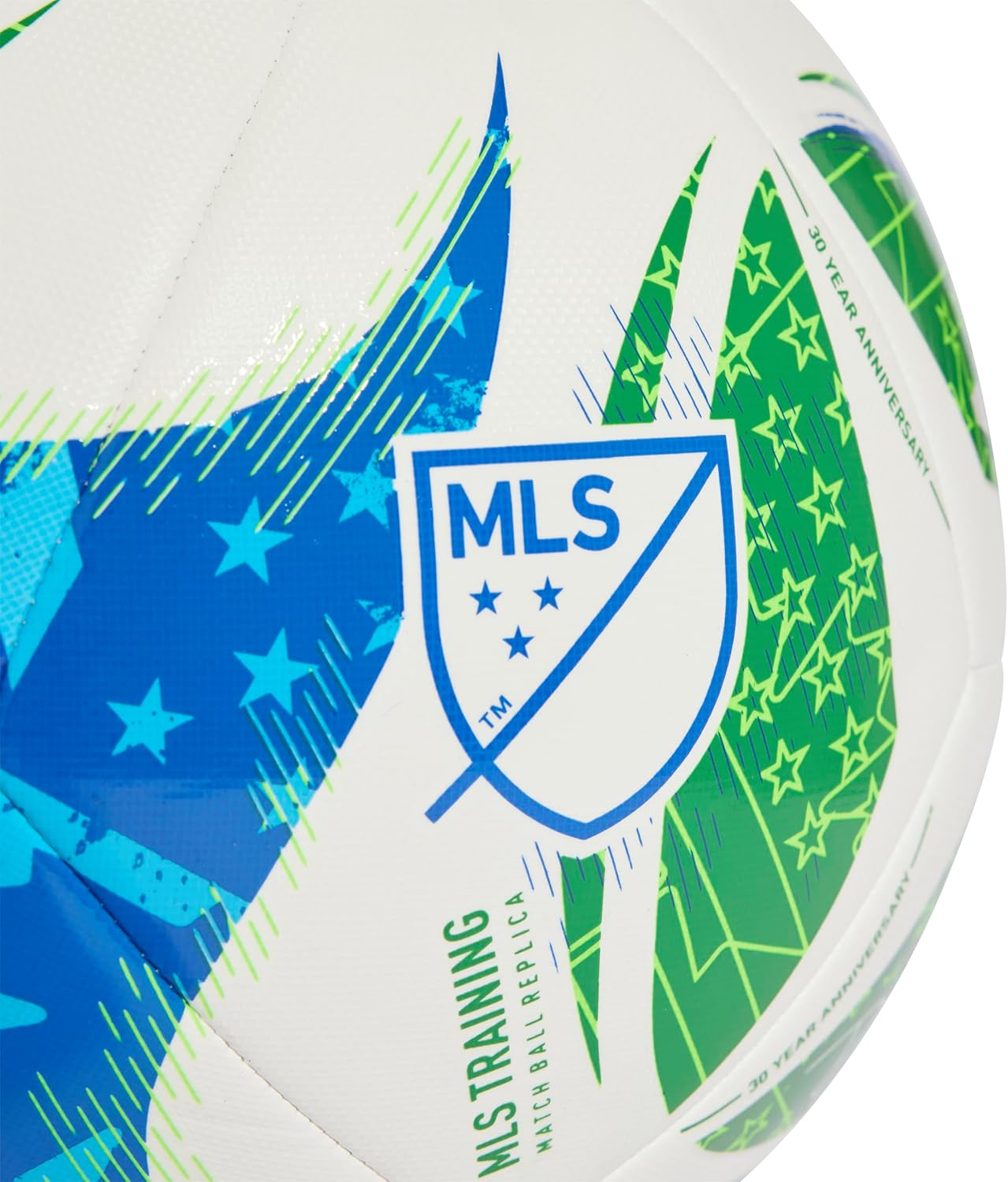 adidas Unisex-Adult MLS Training Soccer Ball,White/Green/Glory Blue/Solar Blue,4