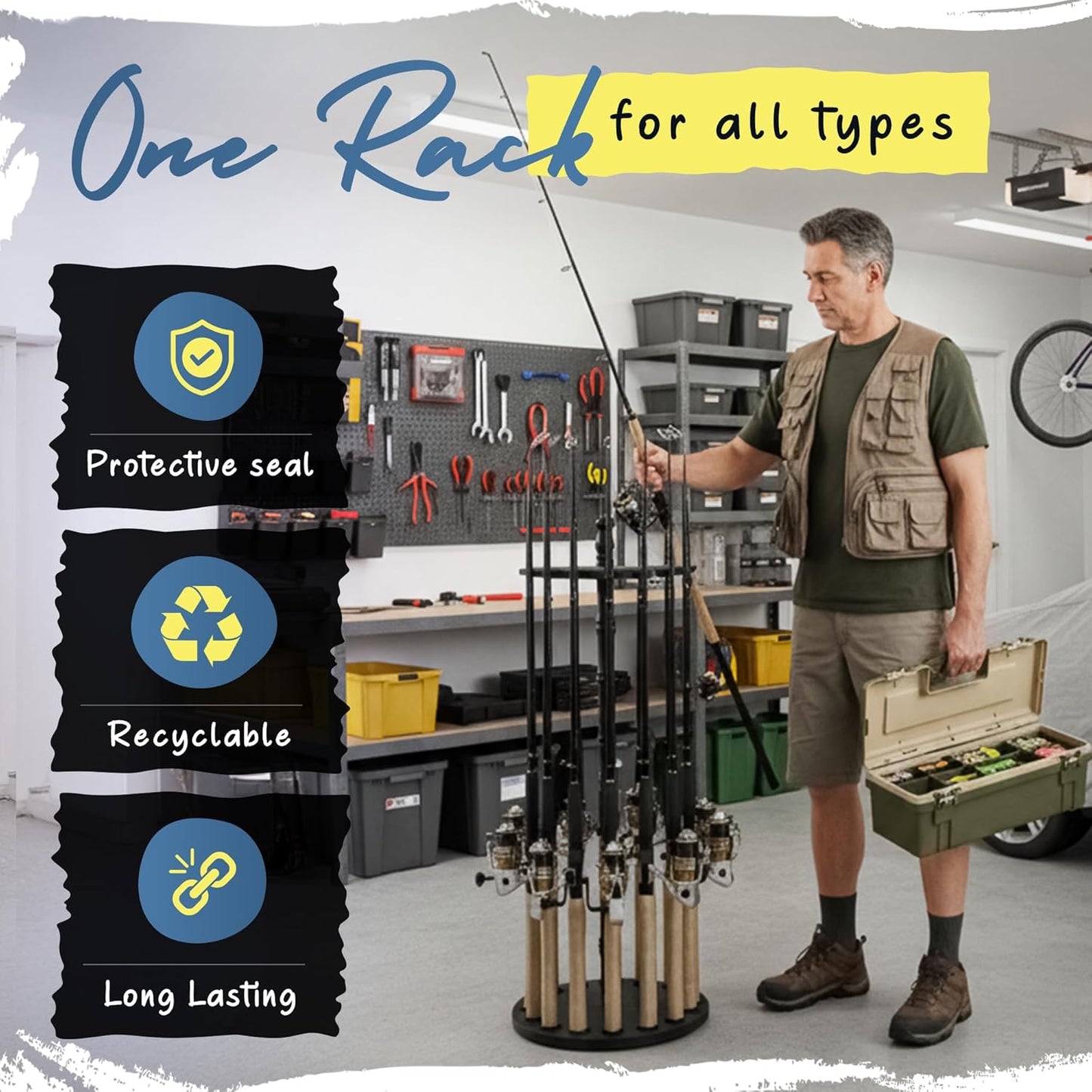 Fishing Rod Rack Stand – Holds 16 Rods - Yalz Store