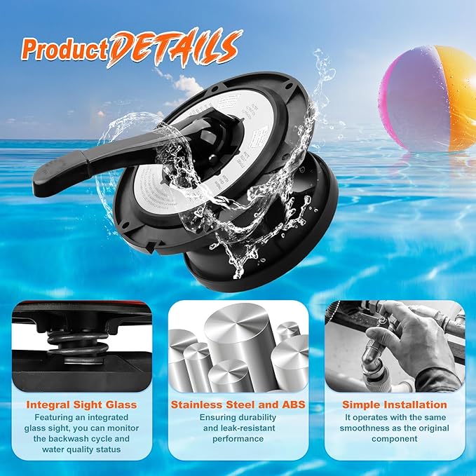 Hayward SPX0714BA Key, Cover and Handle Assembly Replacement for Hayward SP0714T Multiport Valves and Sand Systems