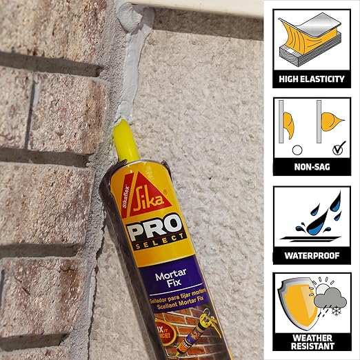 SIKA Sikaflex Mortar Fix - Limestone Polyurethane Sealant for Repairing Joints & Gaps in Mortar - 10.1 fl. oz - Flexible, Paintable, Textured for Seamless Blending (Pack of 12)