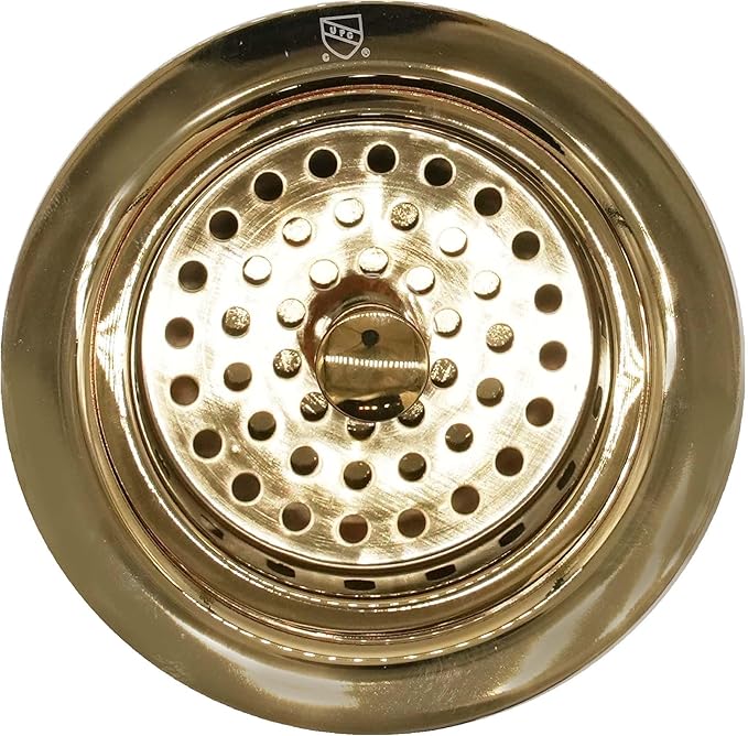 Westbrass D214-01 3-1/2" Post Style Large Kitchen Sink Basket Strainer, 1-Pack, Polished Brass