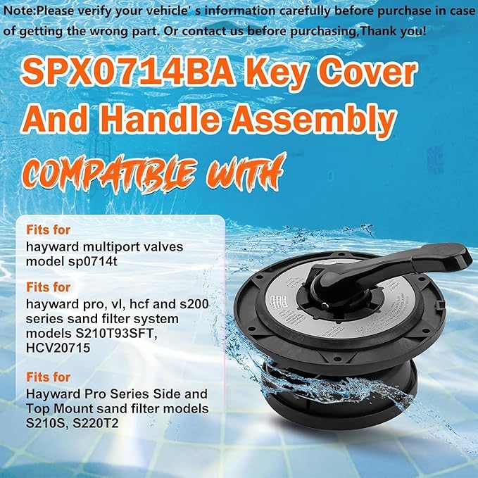 Hayward SPX0714BA Key, Cover and Handle Assembly Replacement for Hayward SP0714T Multiport Valves and Sand Systems