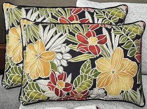 Pillow Perfect Tropic Floral Indoor/Outdoor Accent Throw Pillow, Plush Fill, Weather, and Fade Resistant, Throw - 16.5" x 16.5", Black/Green Clemens, 2 Count - Yalz Store