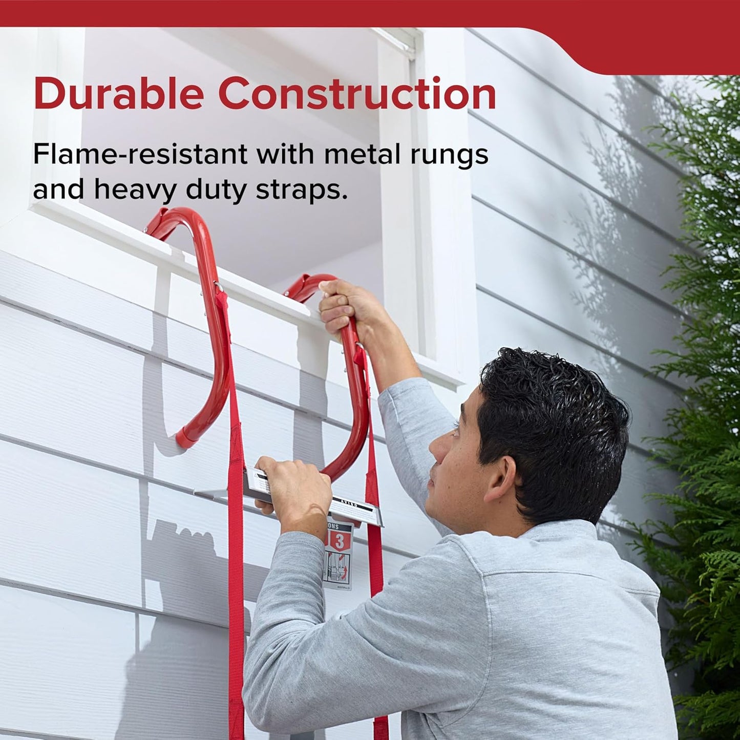 Kidde Fire Escape Ladder, 2-Story Rope Ladder, Extends to 13-Feet, Anti-Slip Rungs