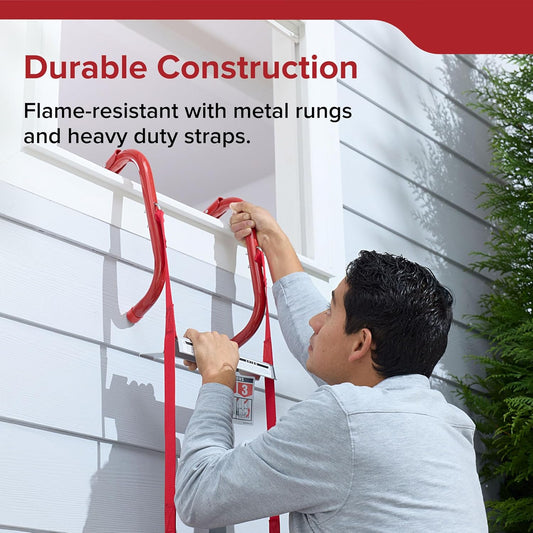 Kidde Fire Escape Ladder, 2-Story Rope Ladder, Extends to 13-Feet, Anti-Slip Rungs