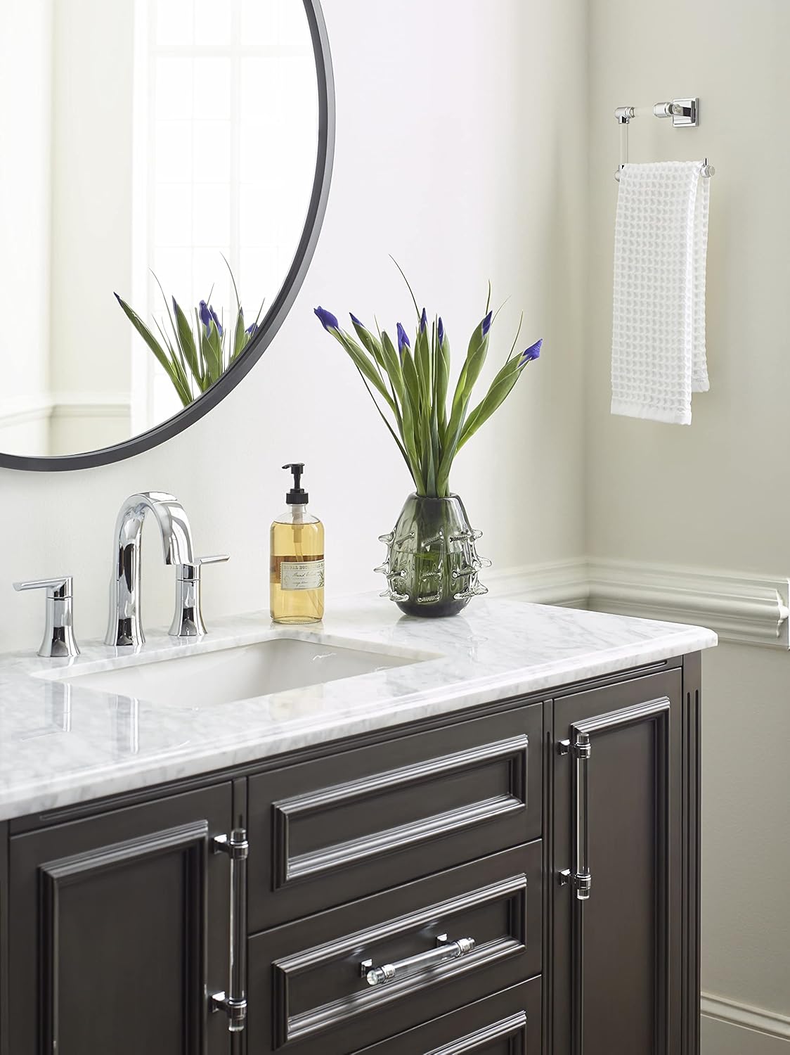 Amerock Glacio Chrome Towel Ring - Clear/Chrome Finish, 5-7/16 in Length, Bathroom & Kitchen Towel Holder