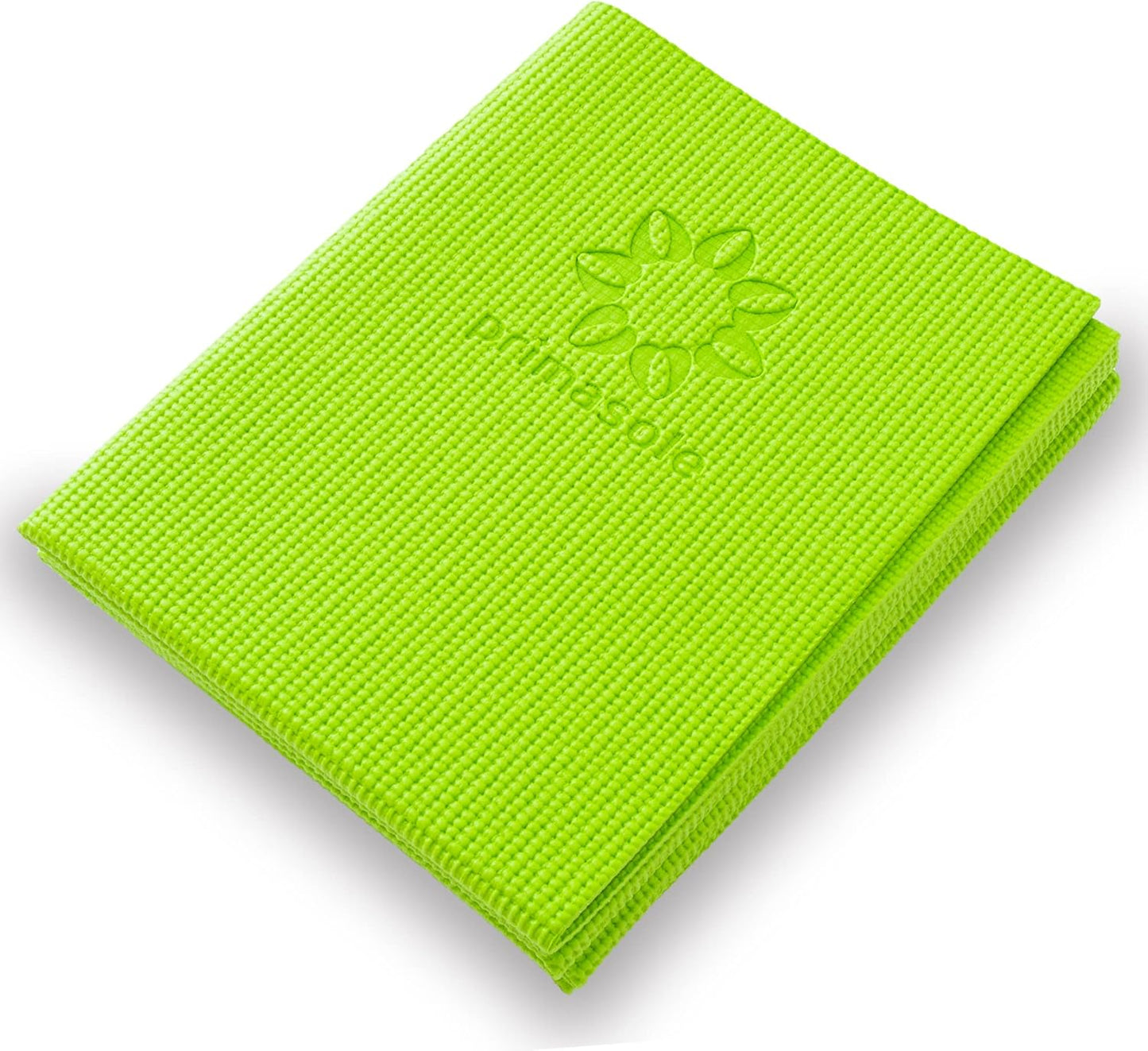 Primasole Folding Travel Yoga Mat Foldable light weight Easy to carry to Workout Fitness Class Beach Park Travel Picnics 4mm thick Lime Green Color PSS91NH028A