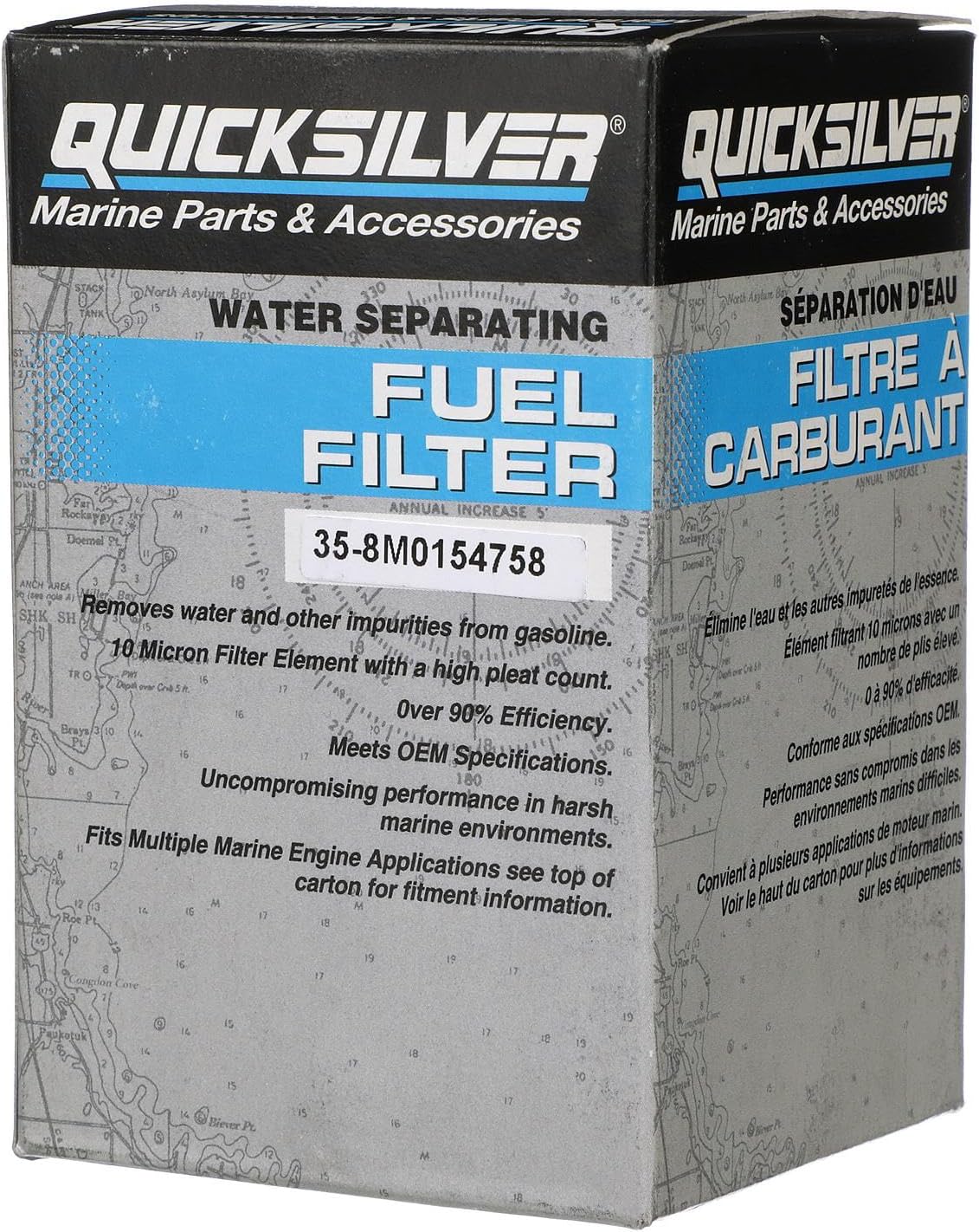 Quicksilver 8M0154758 Water Separating Fuel Filter for Various Marine Engines