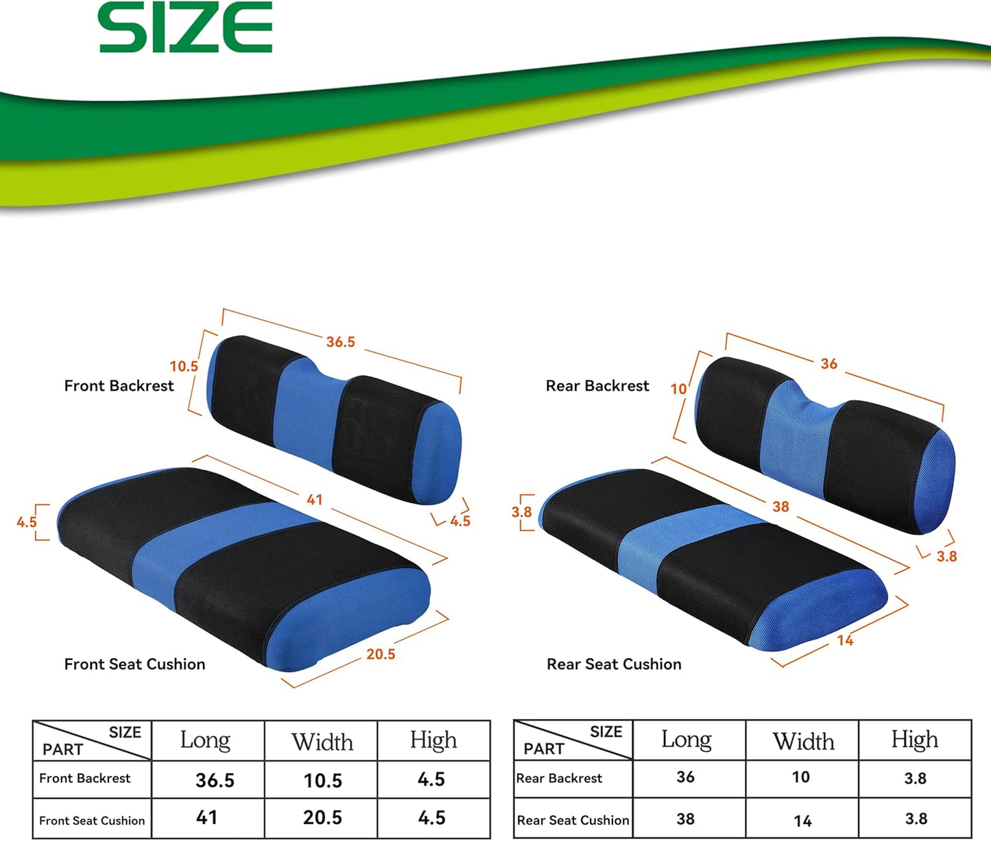 YUWEIDG0769 4 Passenger Golf Cart Seat Covers Fit for EZGO TXT OEM Ordinary Seat Cushion, EZGO TXT Front and Back seat Cover, Washable Golf Cart Seat Covers for EZGO