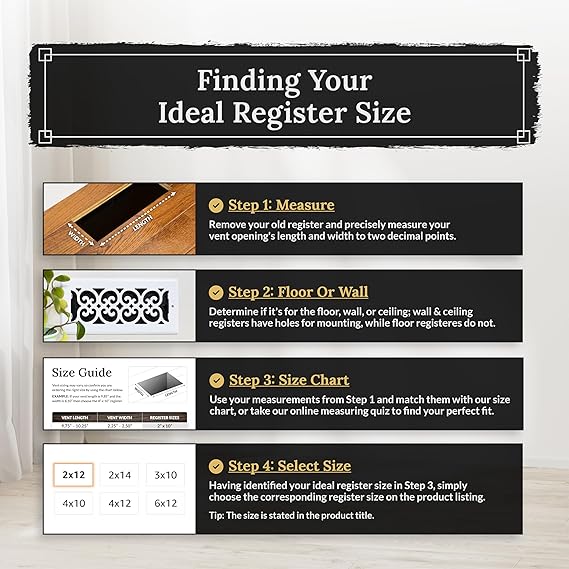 Grid Pattern Floor Register – 2" x 12" Black - Yalz Store