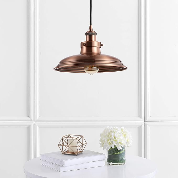 JONATHAN Y JYL9529A Bedford 11" Adjustable Iron Industrial Rustic LED Pendant, Bohemian, Classic, Coastal, Cottage, Farmhouse, Industrial, Rustic, Southwestern, Transitional, Kitchen, Foyer, Copper
