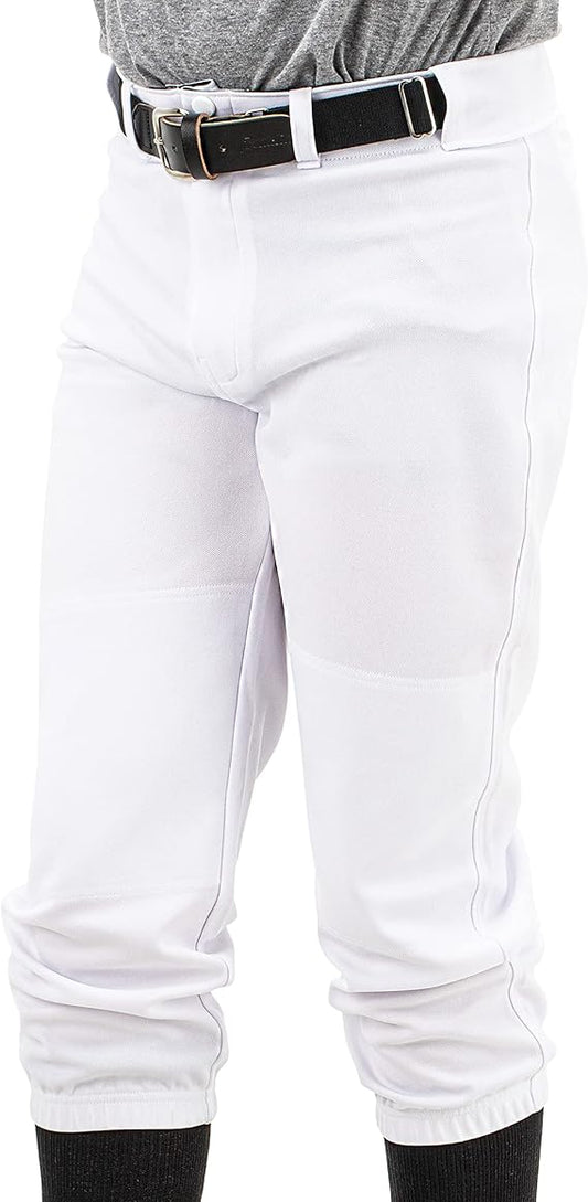 Franklin Sports Youth Baseball + Softball Pants - Knee High White Baseball Pants for Kids - Boys + Girls Knicker Style Bottoms with Belt Loop - White - Youth Medium
