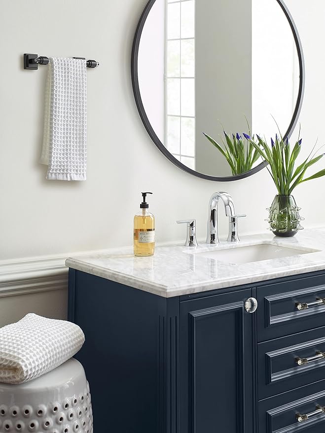 Amerock BH36065CMB | Clear/Matte Black Towel Bar | 8 in. (203 mm) Towel Rack | Glacio | Bathroom Towel Holder | Bathroom Hardware | Bath Accessories