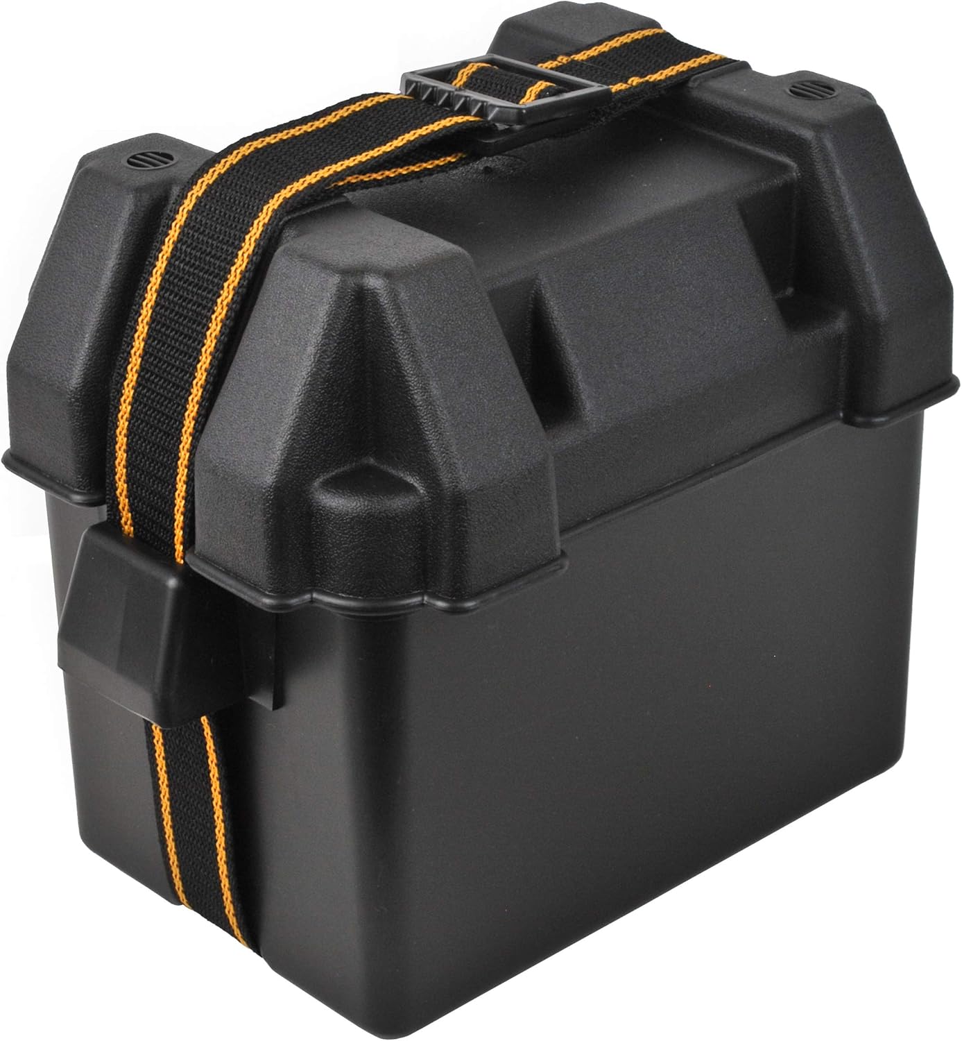 Attwood 9082-1 U1 Small Series 16 Vented Marine Boat Battery Box with Mounting Kit and Strap, Black, One Size