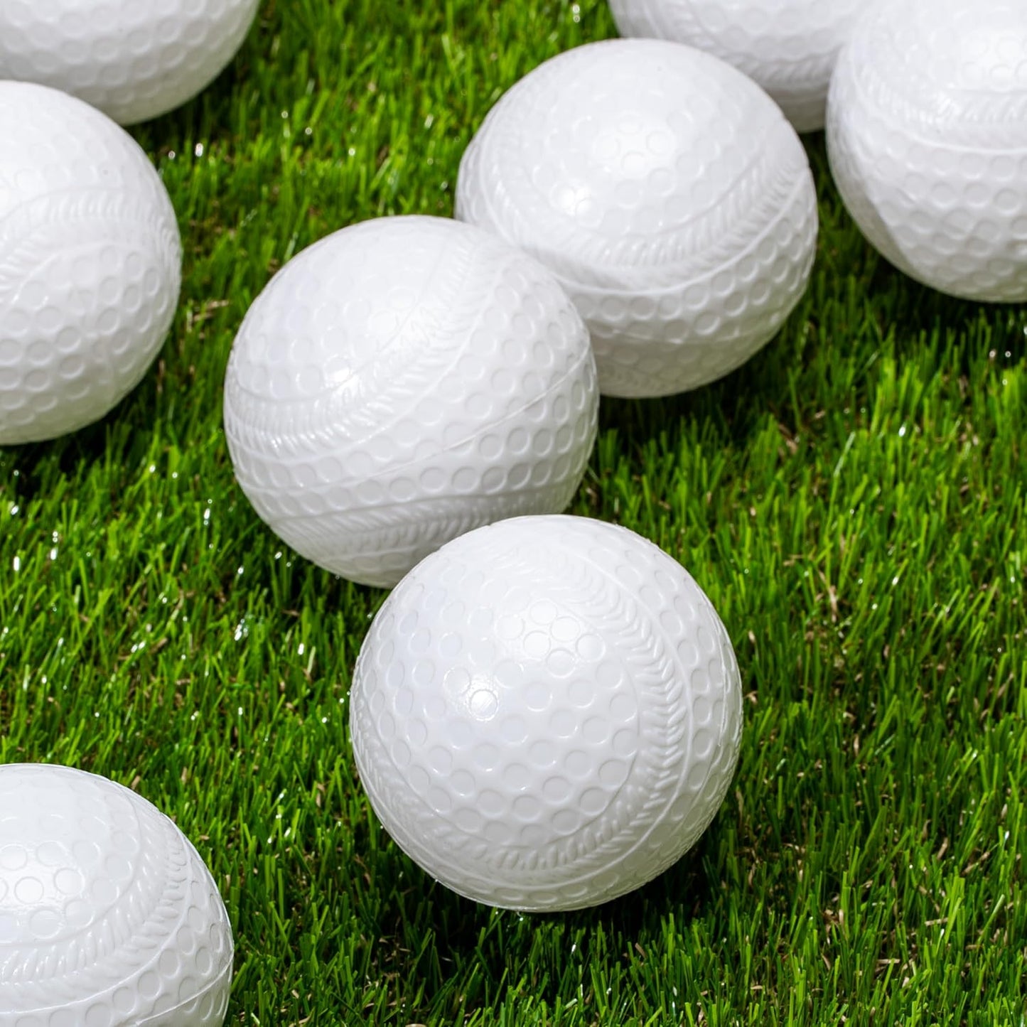 Franklin Sports Plastic Baseballs - Practice Plastic Baseballs for Kids - Solid Plastic Balls for Hitting - Pack of 8 (70mm), White (14938P6)