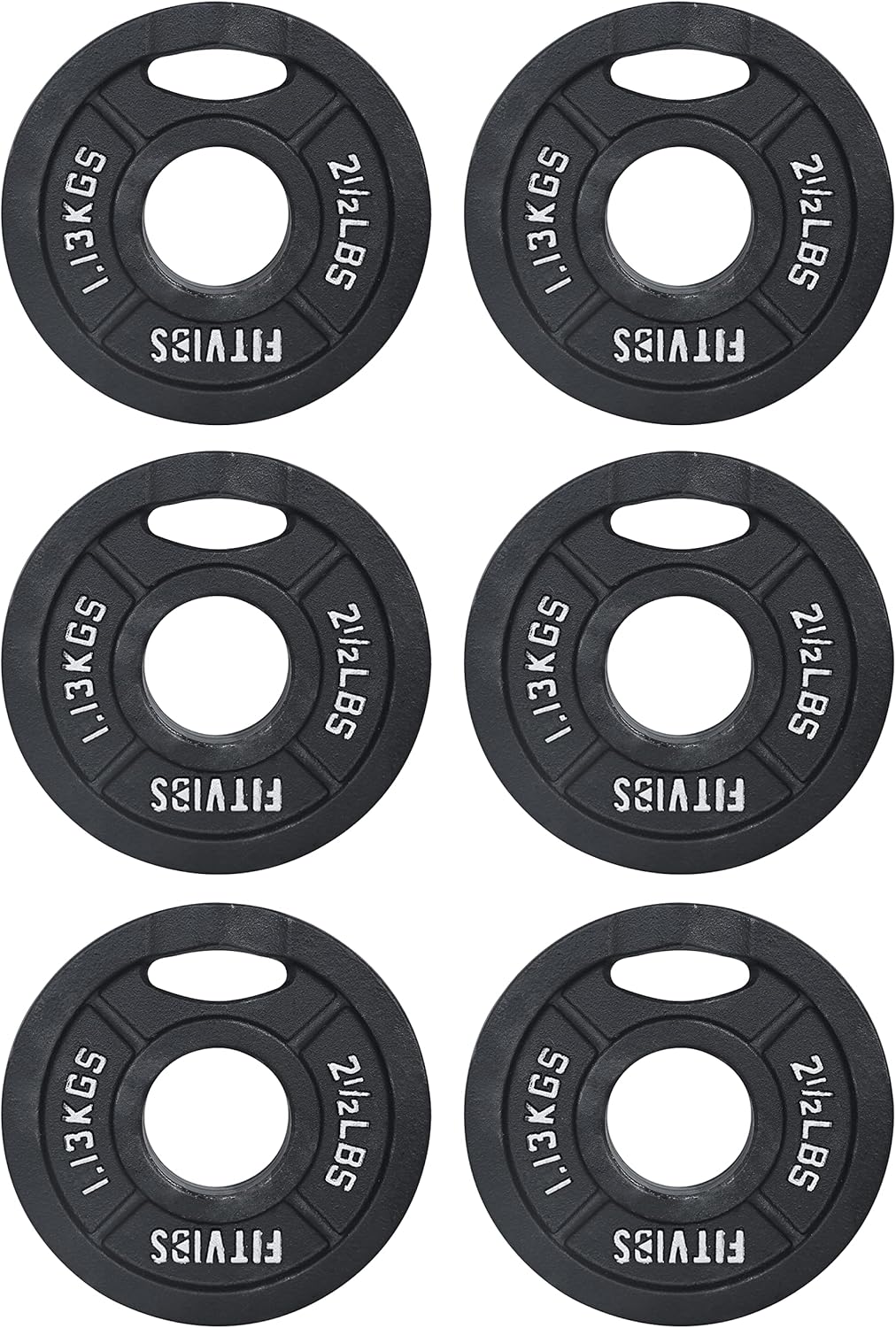 Signature Fitness Cast Iron Plate Weight Plate for Strength Training and Weightlifting, 1-Inch Center (Standard), 2.5LB (Set of 6)