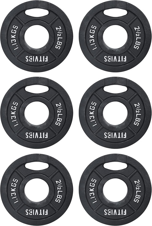 Signature Fitness Cast Iron Plate Weight Plate for Strength Training and Weightlifting, 1-Inch Center (Standard), 2.5LB (Set of 6)