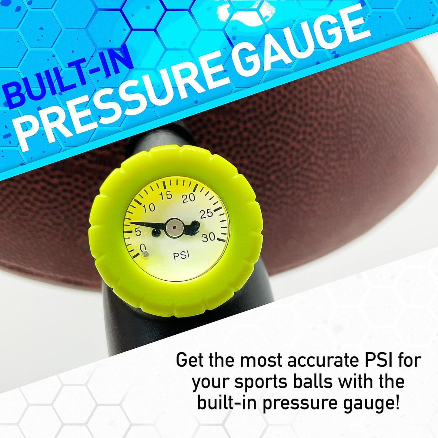 Franklin Sports Ball Pump + Pressure Gauge with Needle - Perfect Pump Hand Pump for Sports Balls - Air Inflation Pump for Soccer, Basketballs + More, Black