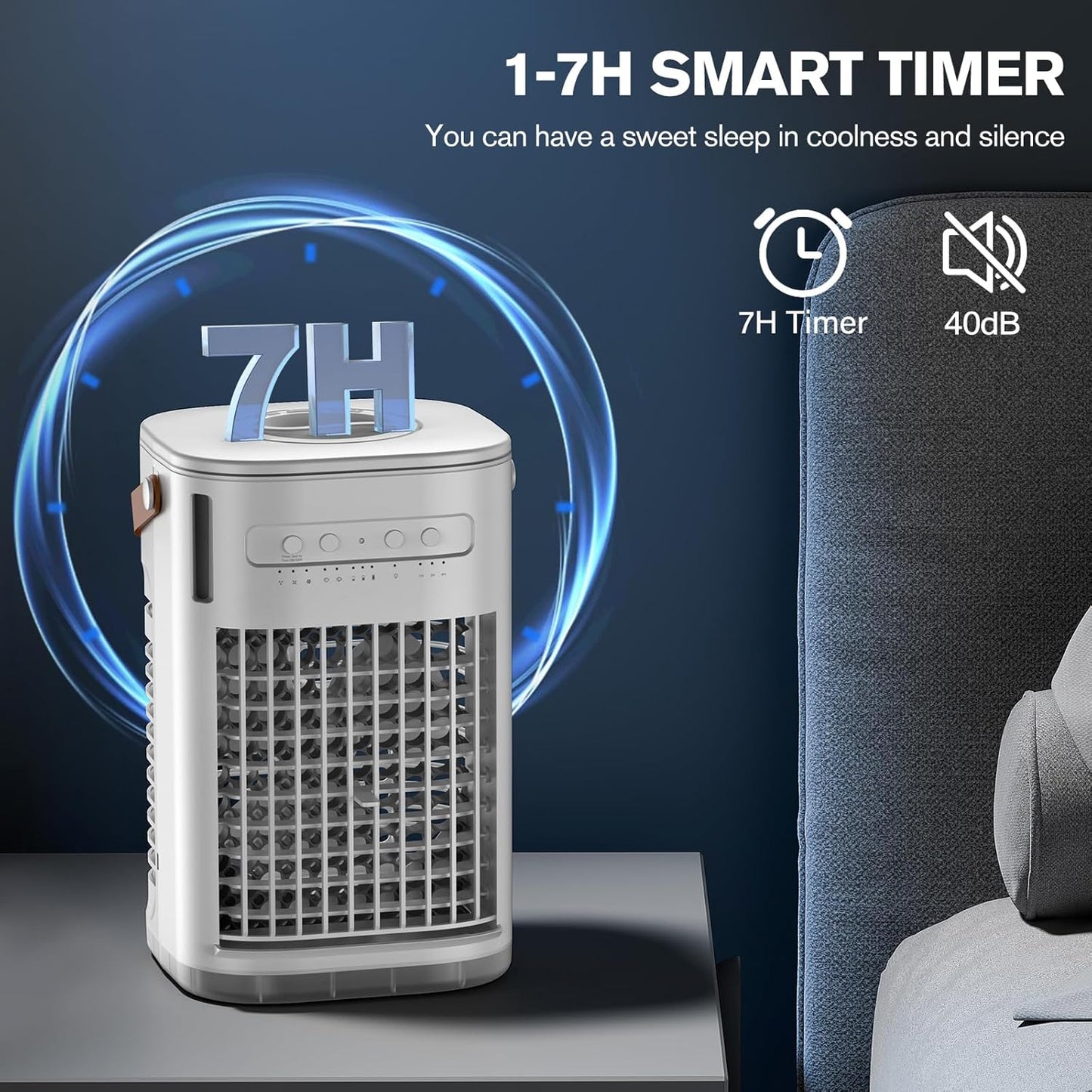 Mini Air Conditioner, Portable Air Conditioners w/Remote, 1.2L Water Tank & 2 Ice Boxes, Auto-off Timer, 5400mAh Built-in Battery, Evaporative Air Cooler With 3Speeds, Desktop Fan For HomeOutdoors