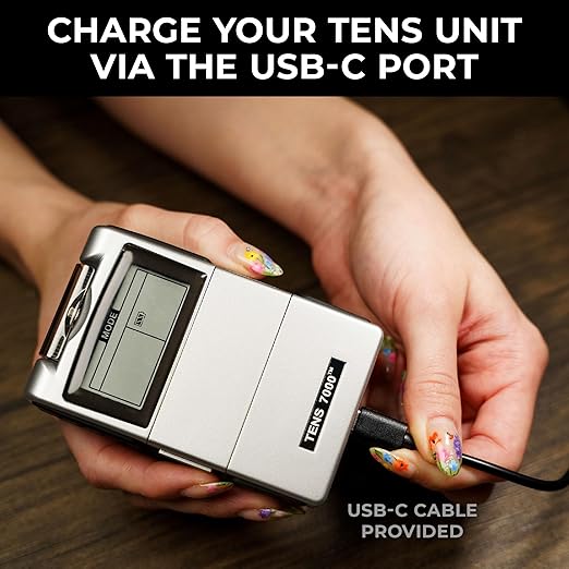 TENS 7000 Rechargeable Tens Unit Muscle Stimulator, EMS Muscle Stimulator, Back Pain Relief, 4 Electrodes/Unit Pads, Period Pain Simulator, Muscle Recovery & Growth, Stim Machine, Electrotherapy