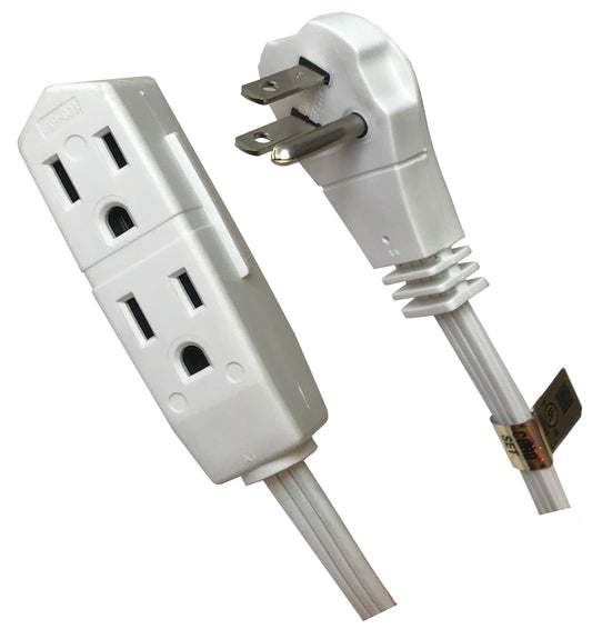 3-Outlet Indoor Extension Cord – Slim Plug Power Strip for Home and Office Use - Yalz Store