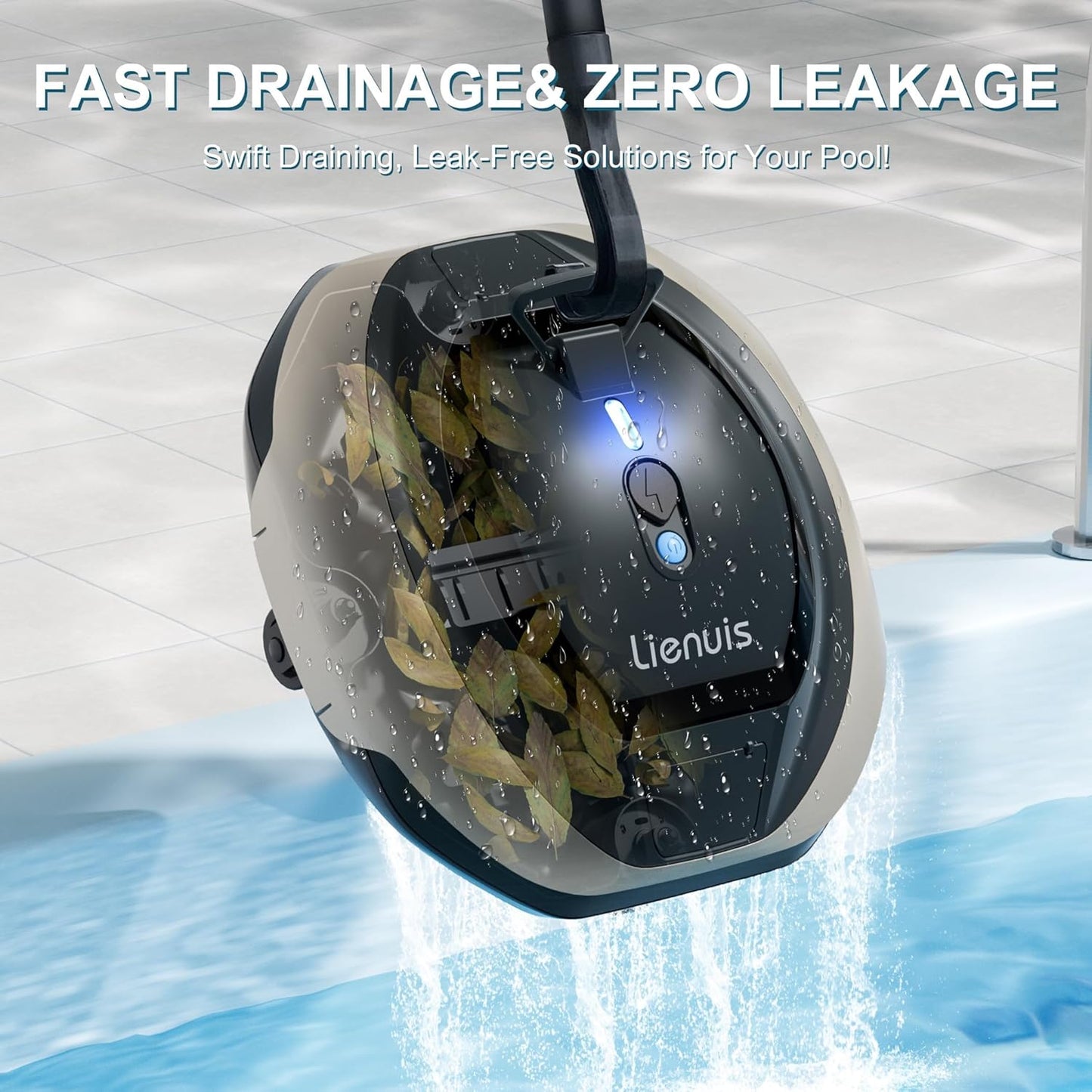 Cordless Robotic Pool Vacuum Cleaner - Powerful Suction & Transparent Design for Effortless Cleaning of Above Ground Pools up to 645 Sq. Ft