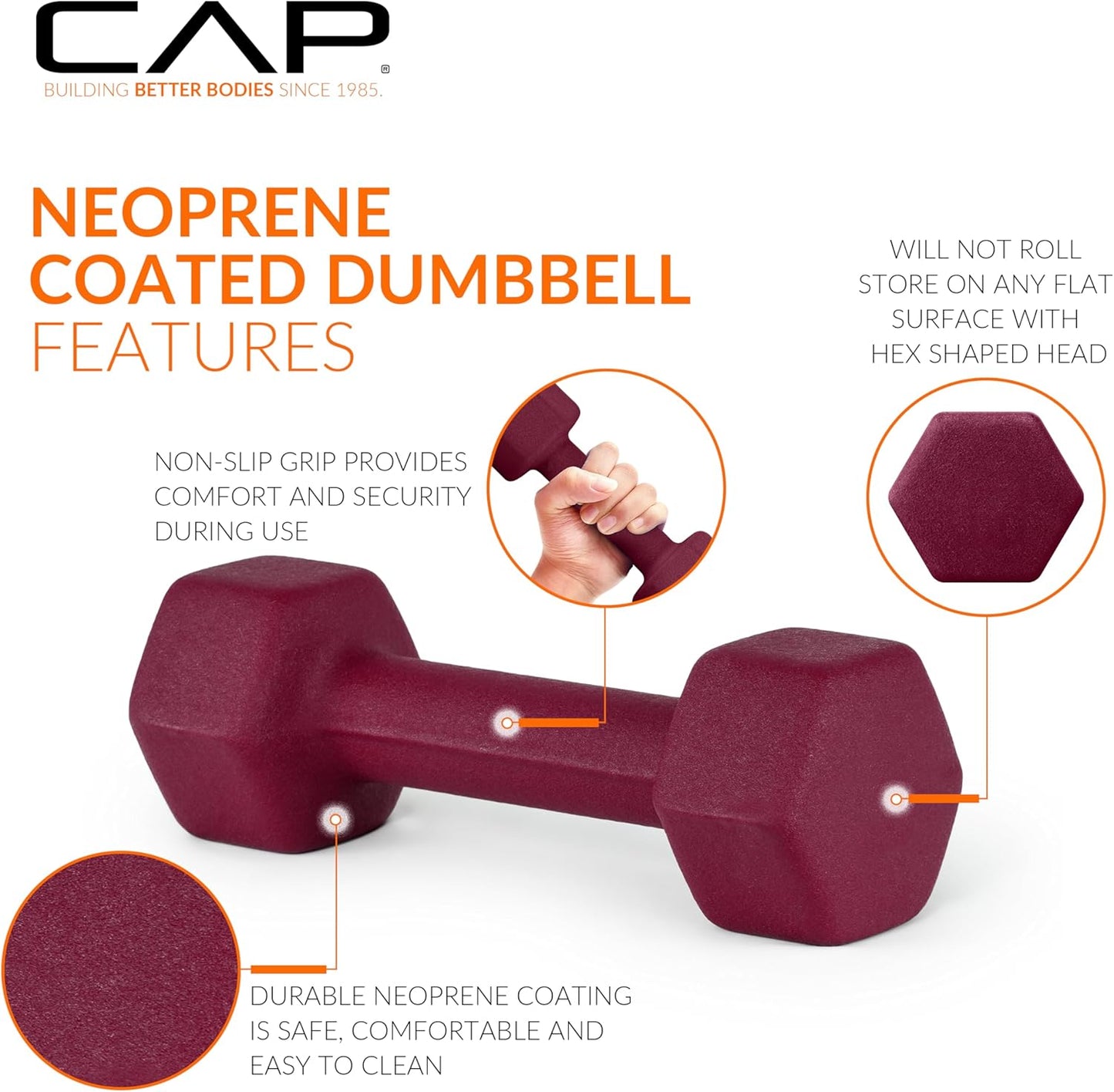CAP Barbell Neoprene Dumbbell Weights, 8 lb Pair, Shamrock