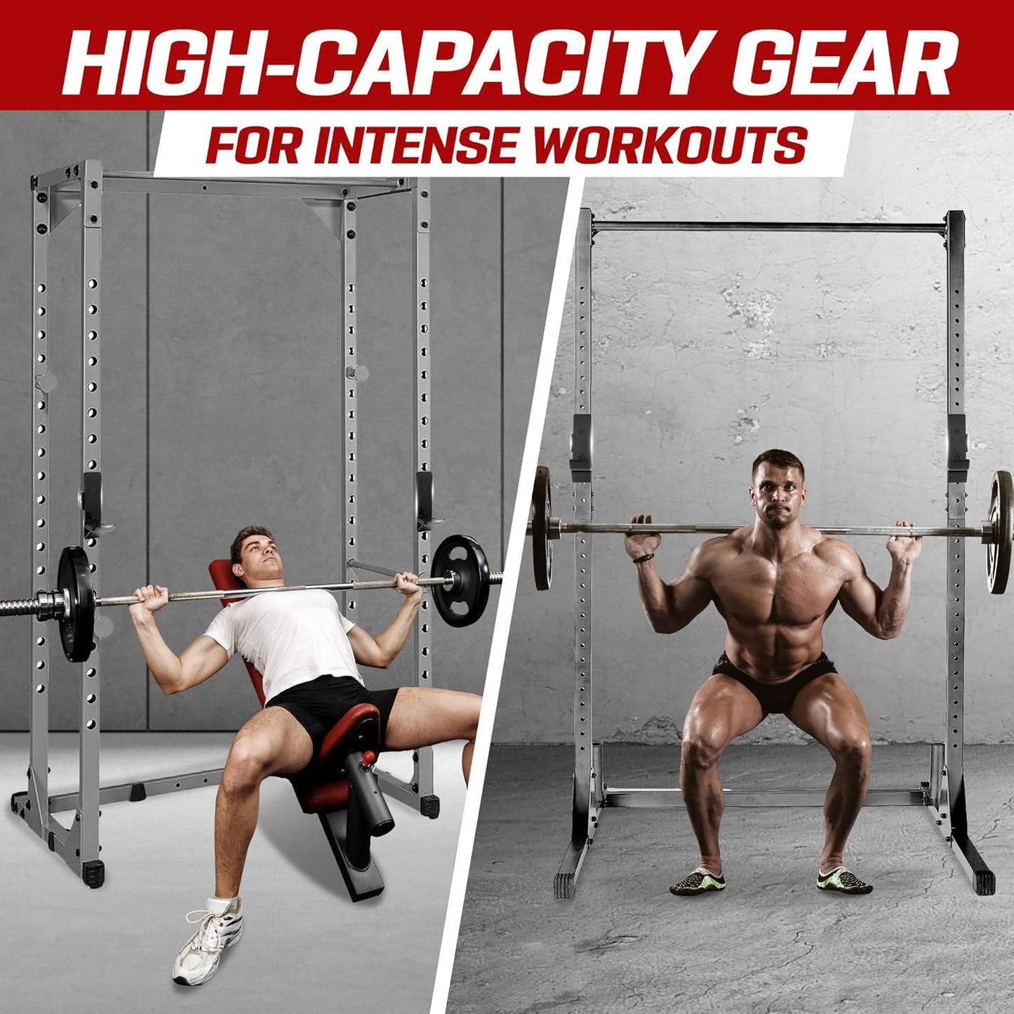 Yes4All J-Hooks Barbell Holder for Power Rack - J Hook Weight Rack / Fitness Racks J Hook - Fit 2x2 inch Square Tube (Pair)