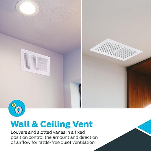 Two-Way Wall/Ceiling Air Vent Register Cover – 12" x 6" (White) - Yalz Store