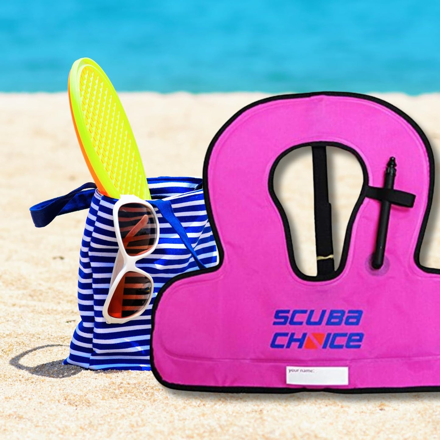 Scuba Choice Kid's Snorkel Vest with Name Box, Purple â€“ Lightweight Adjustable Vest for Kids Up to 100 lbs with Easy Oral Inflator and Anti-Ride-Up Strap for Comfort and Safety