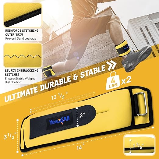 Adjustable Ankle & Wrist Weights – Pair Set (2–10 lbs) - Yalz Store