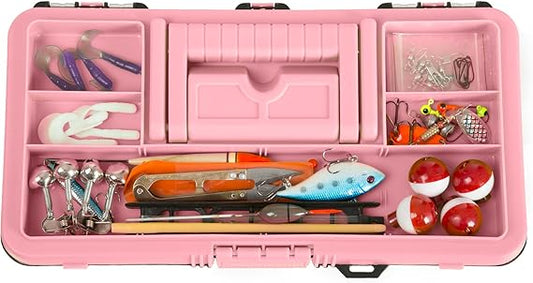 Multi-Purpose Organizer & Fishing Tackle Box - Pink & Black