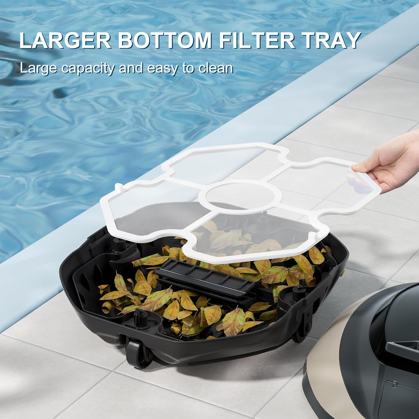 Cordless Robotic Pool Vacuum Cleaner - Powerful Suction & Transparent Design for Effortless Cleaning of Above Ground Pools up to 645 Sq. Ft