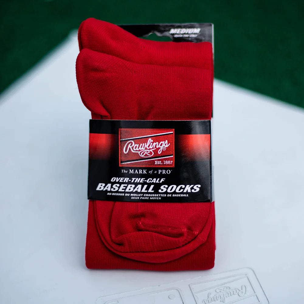 Rawlings Womens Athletic Baseball Socks 2 Pair, Scarlet, Large US