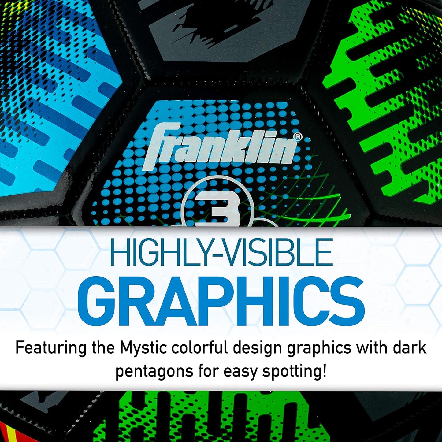 Franklin Sports Mystic Kids Soccer Ball - Size 3 Youth Soccer Ball - Soft Cover - Great for Kids and Toddlers - Air Pump Included, Size 3 - Ages 8 & Under