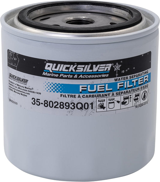 Quicksilver 802893Q01 Water Separating Fuel Filter for Mercury and Mariner Outboards and MerCruiser Stern Drive and Inboard Engines