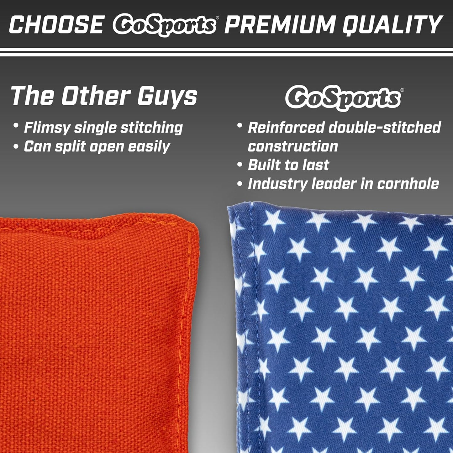 GoSports Official Regulation Cornhole Bean Bags Set of 8 â€“ for Fun Casual Cornhole Games - All Weather - American Stars and Stripes