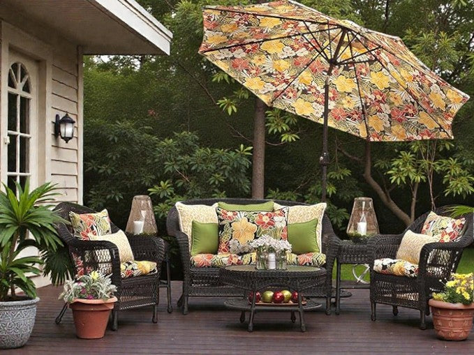 Pillow Perfect Tropic Floral Indoor/Outdoor Accent Throw Pillow, Plush Fill, Weather, and Fade Resistant, Throw - 16.5" x 16.5", Black/Green Clemens, 2 Count - Yalz Store