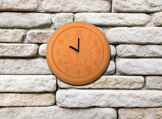 Poolmaster 52551 Indoor or Outdoor Terra-Cotta Clock and Thermometer, Antique Gold,Neutral,Medium