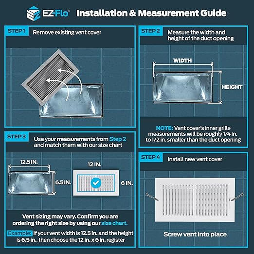 Two-Way Wall/Ceiling Air Vent Register Cover – 12" x 6" (White) - Yalz Store