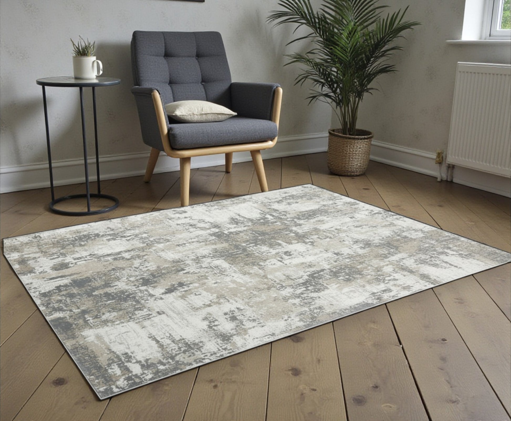 Modern Otello Gray Area Rug – 5' × 7' – Classic Persian-Inspired Design - Yalz Store