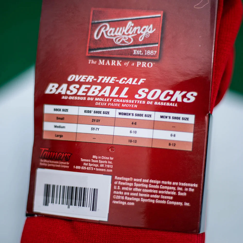 Rawlings Womens Athletic Baseball Socks 2 Pair, Scarlet, Large US